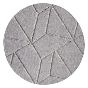 Soraya Grey Abstract Textured Round Rugmodern color block patchwork rug