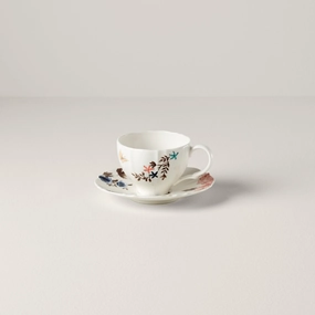 Sprig & Vine Teacup & Saucer - Whiteglass cups ,personalized mugs 