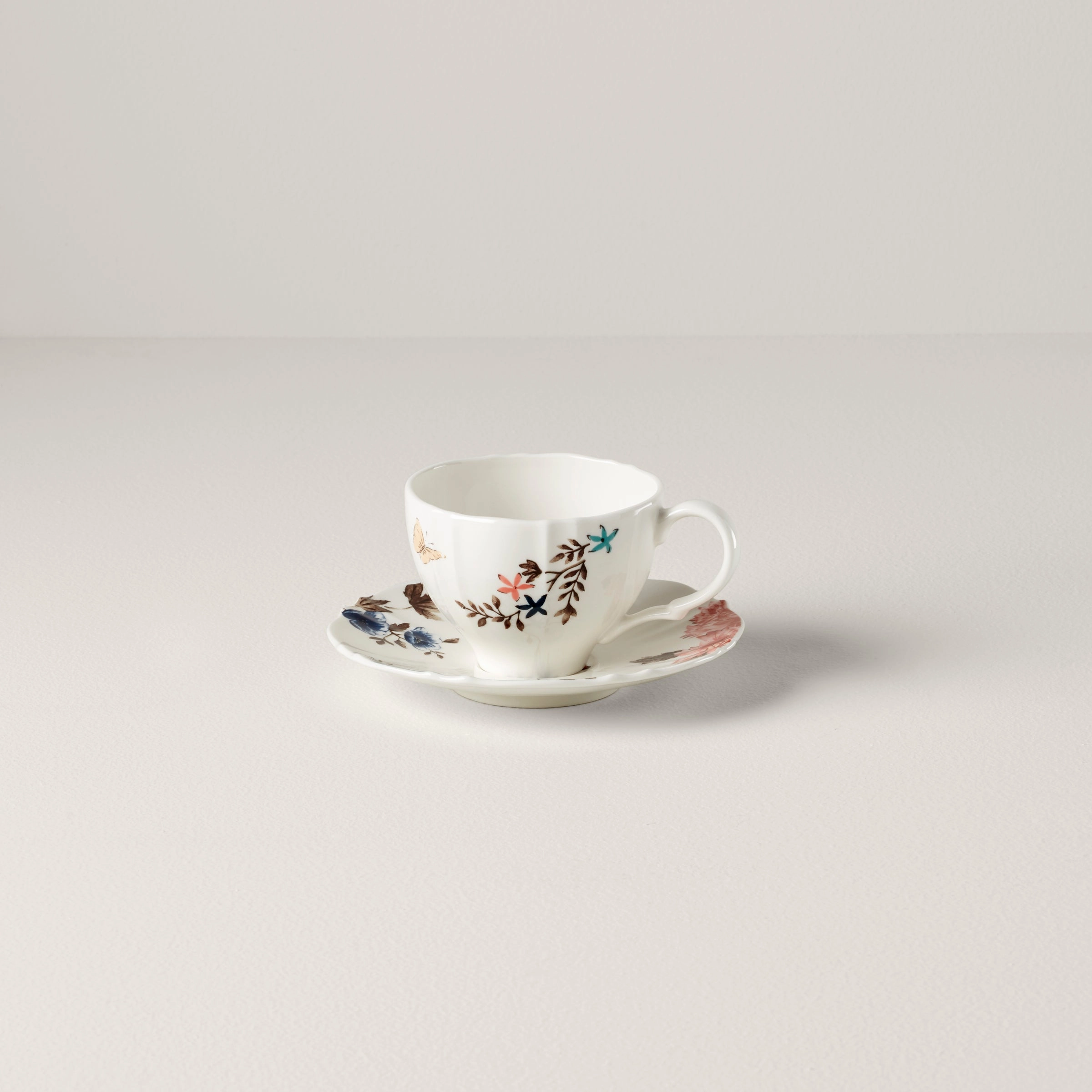 Sprig & Vine Teacup & Saucer - Whiteglass cups ,personalized mugs 