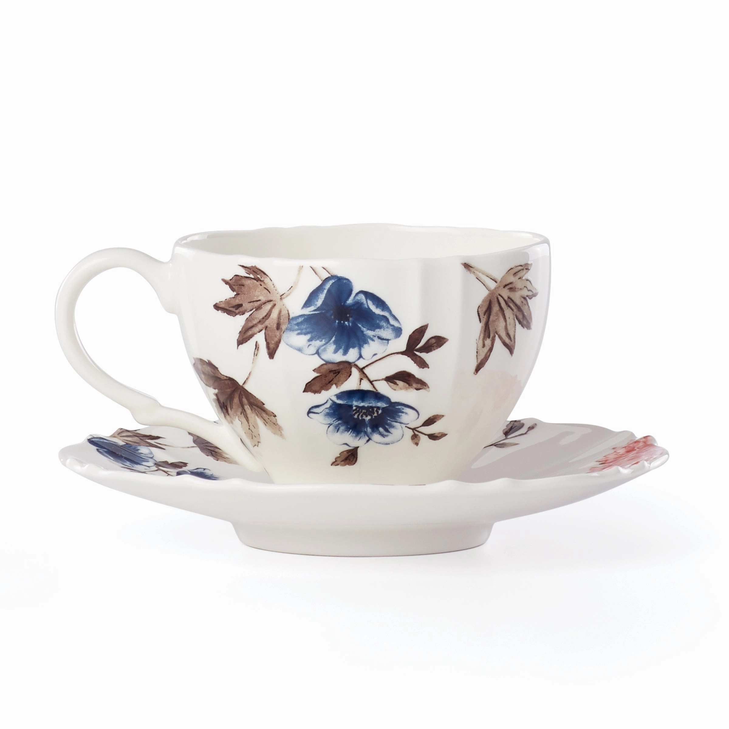 Sprig & Vine Teacup & Saucer - White