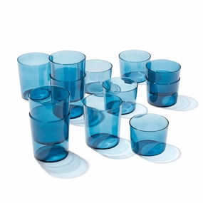 Stackables Blue Short & Tall Glasses - Set Of 12glass cups ,personalized mugs 