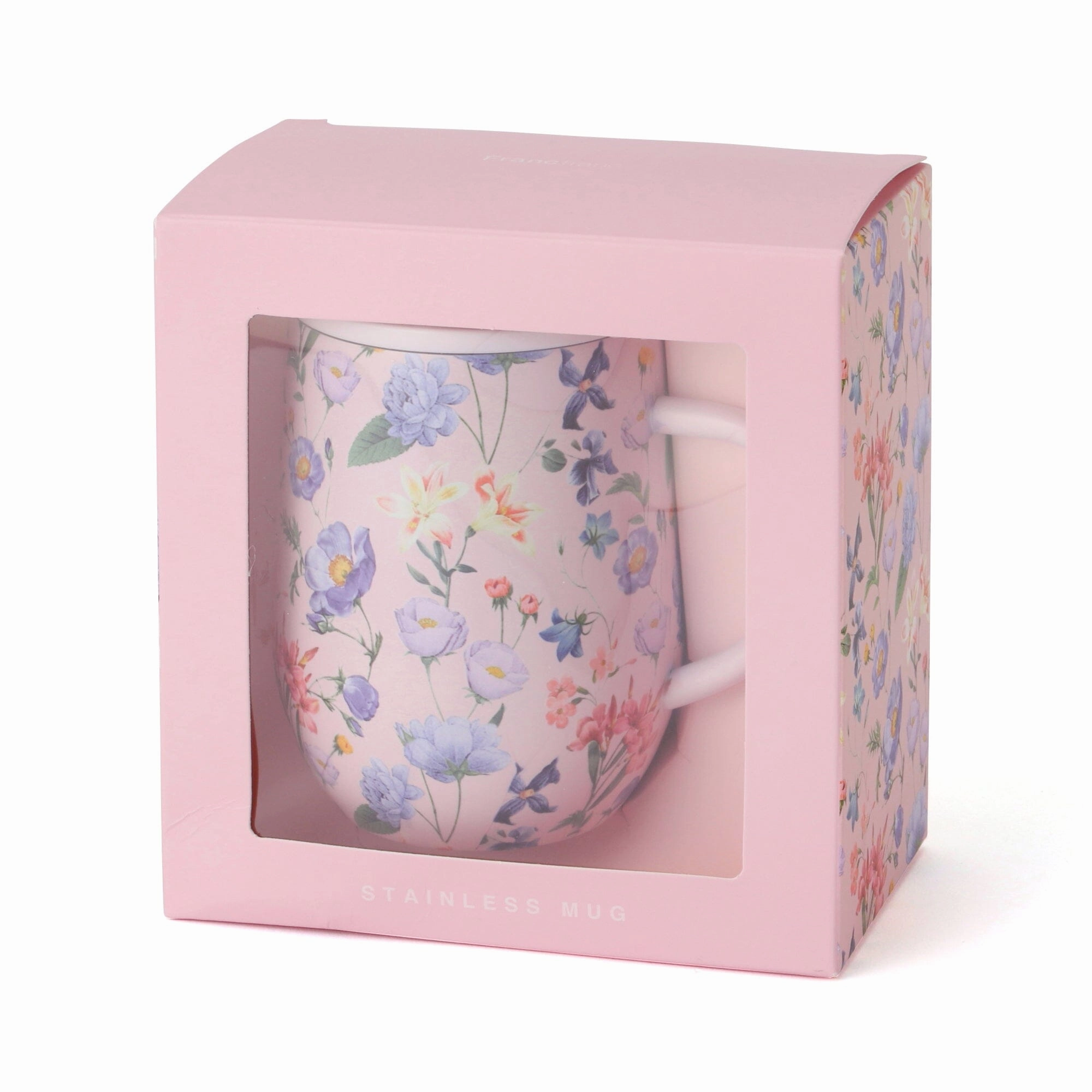 Stainless Steel Thermo Mug with Lid 320ml Multiflower pink