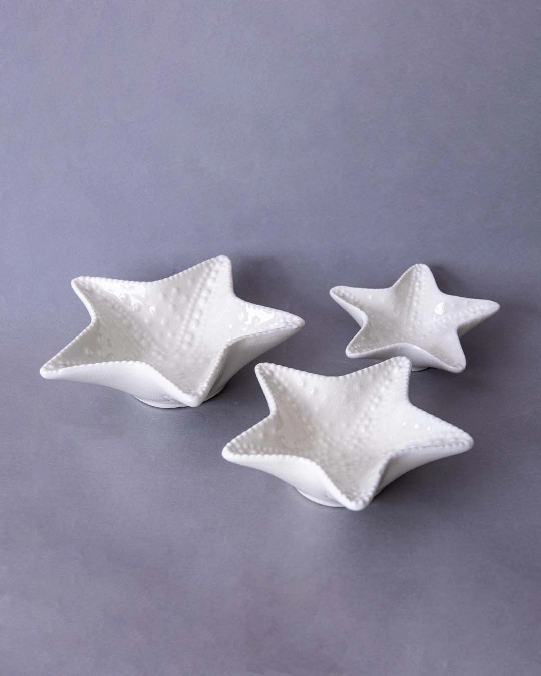 Starfish - Set of 3 White Nut Bowls