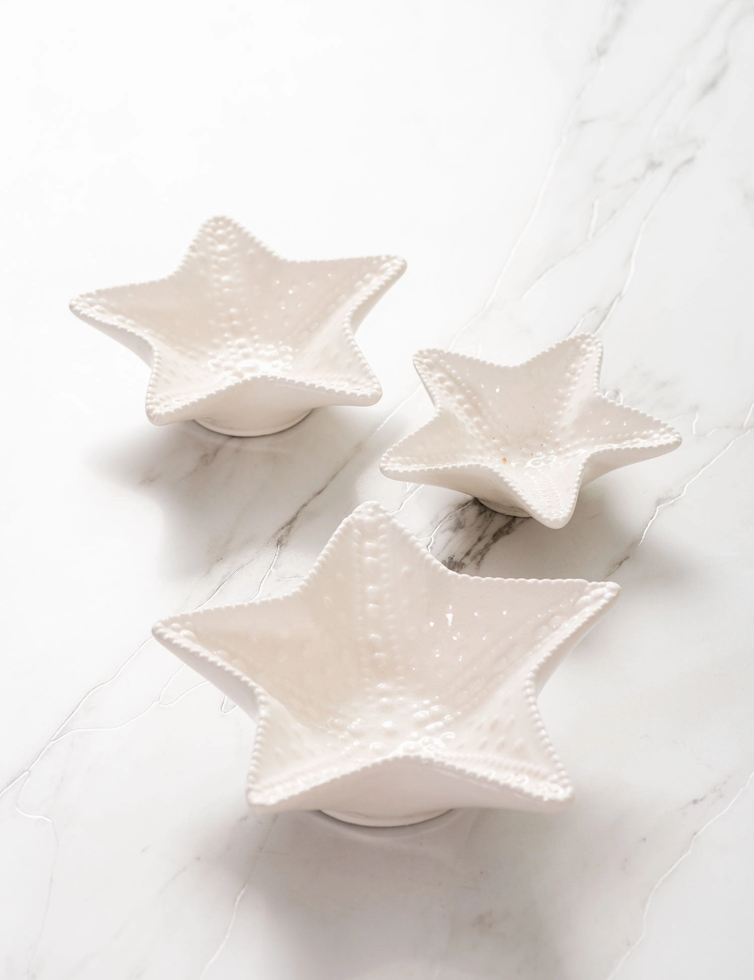 Starfish - Set of 3 White Nut Bowls