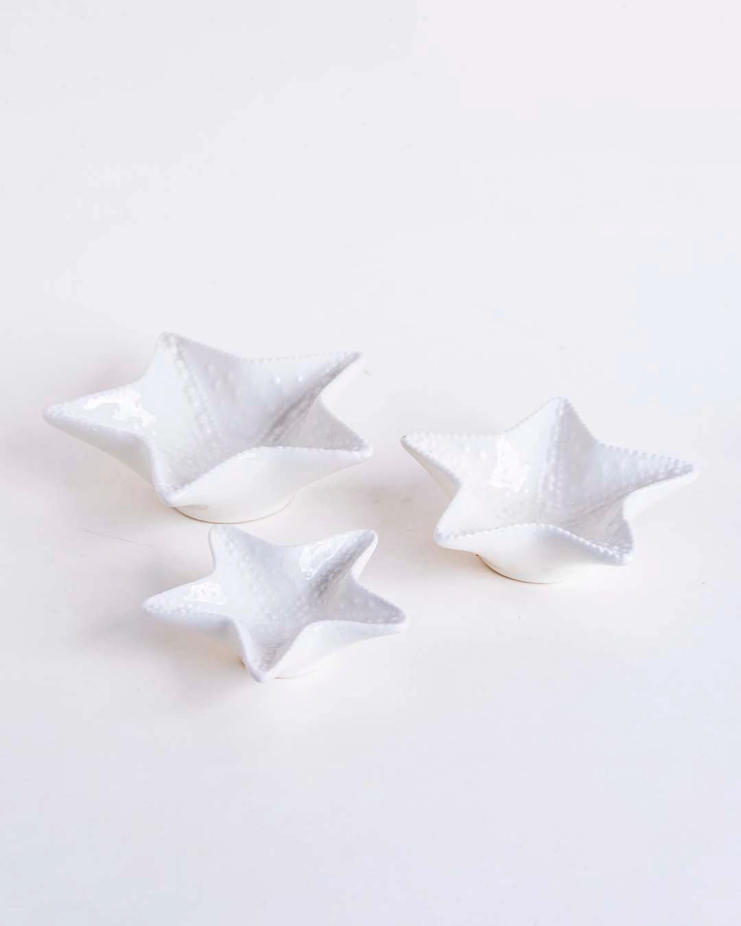 Starfish - Set of 3 White Nut Bowls