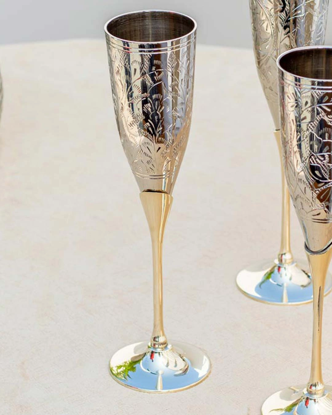 Sterling Flora Champagne Flutes - Set of 6 - 9"