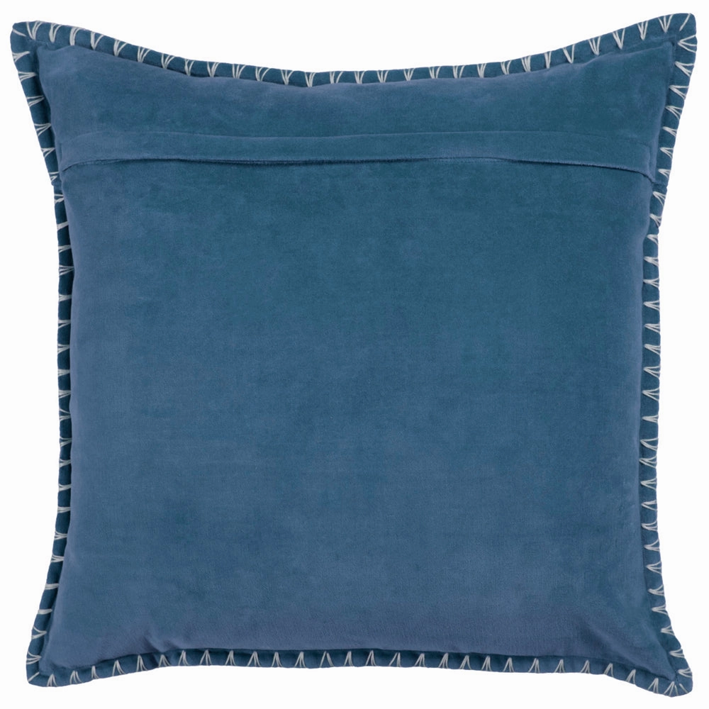 Stitch Embroidered Feather Cushion Bluebell
