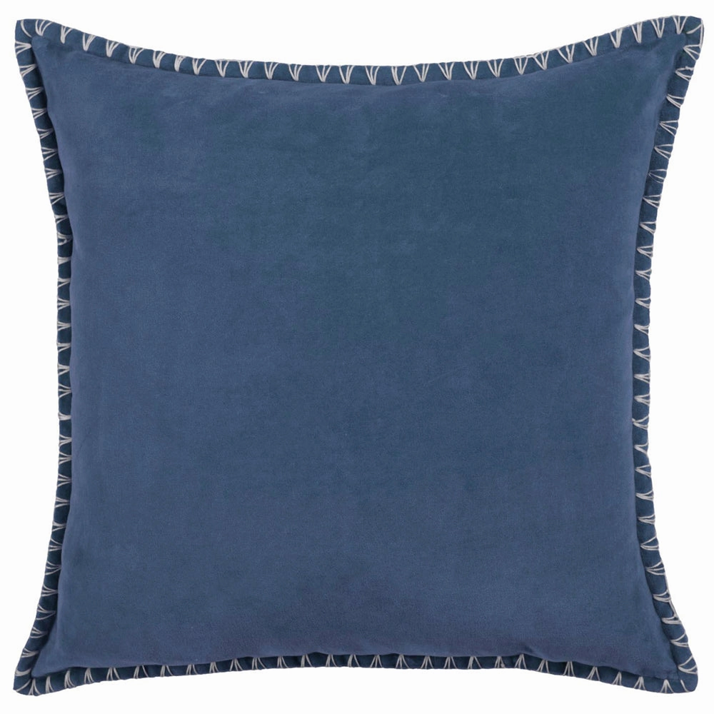 Stitch Embroidered Feather Cushion Bluebell