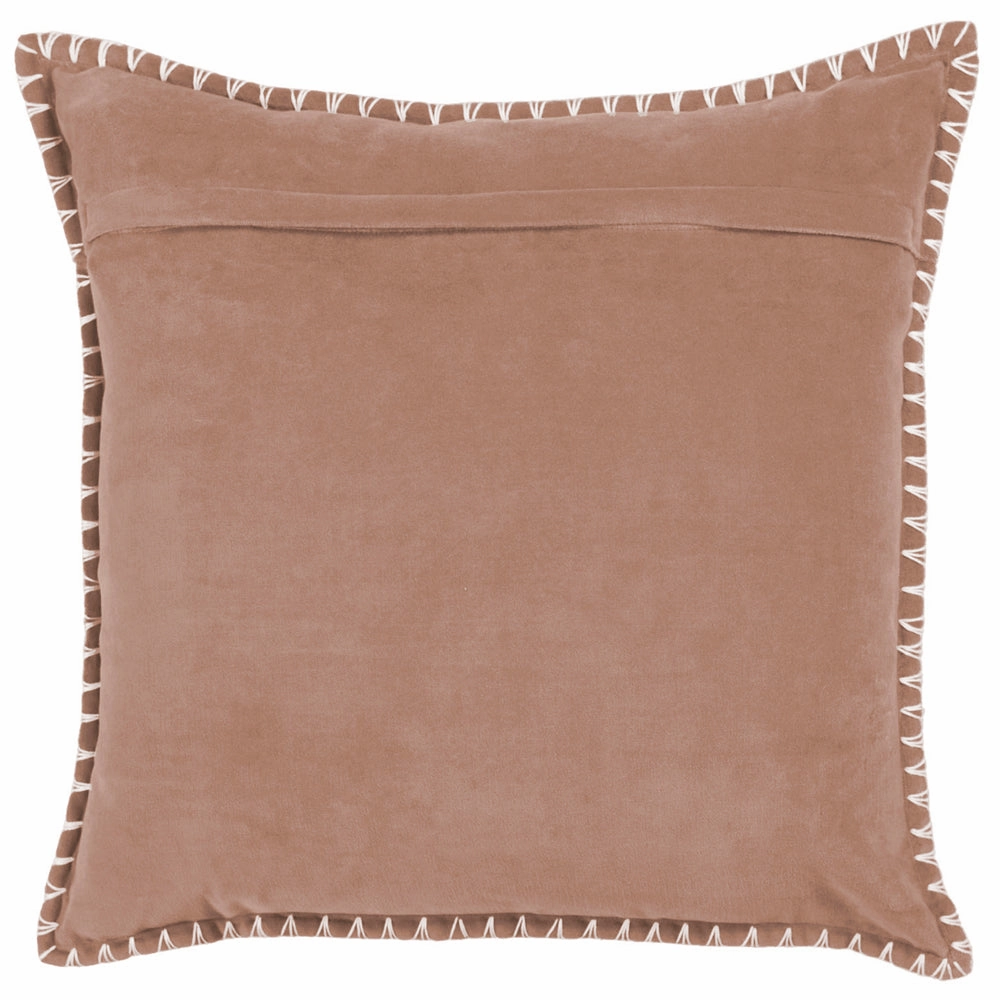Stitch Embroidered Feather Cushion Coral
