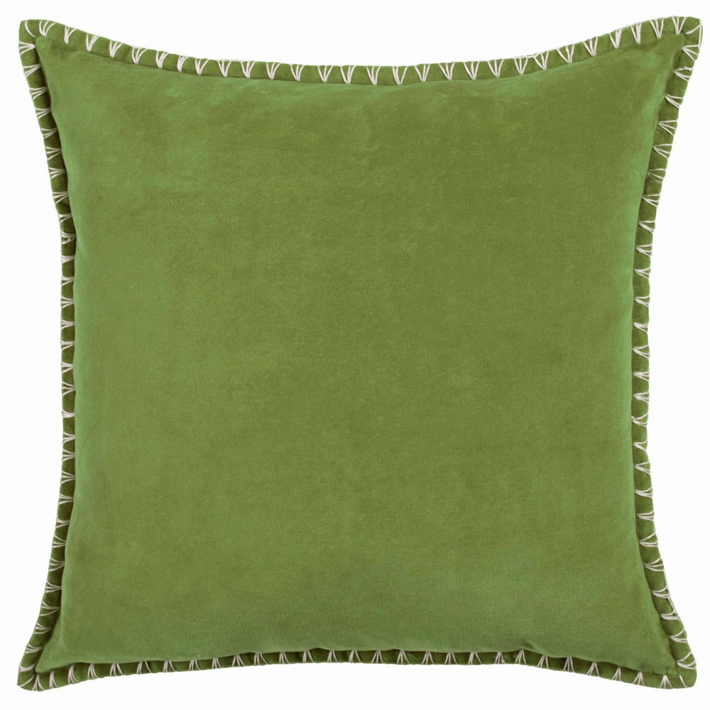 Stitch Embroidered Feather Cushion Grass