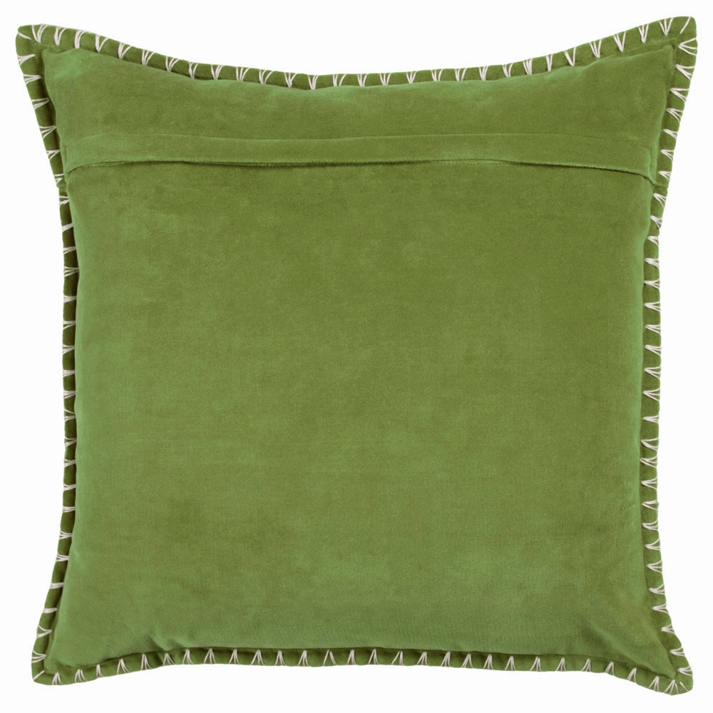Stitch Embroidered Feather Cushion Grass
