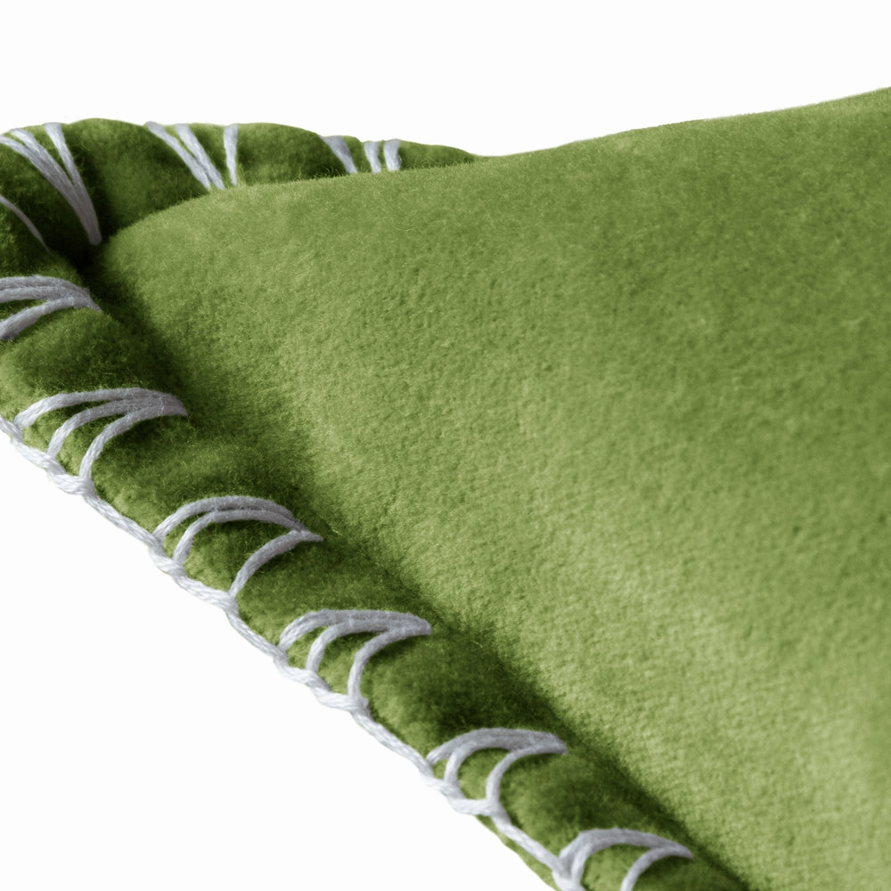 Stitch Embroidered Feather Cushion Grass