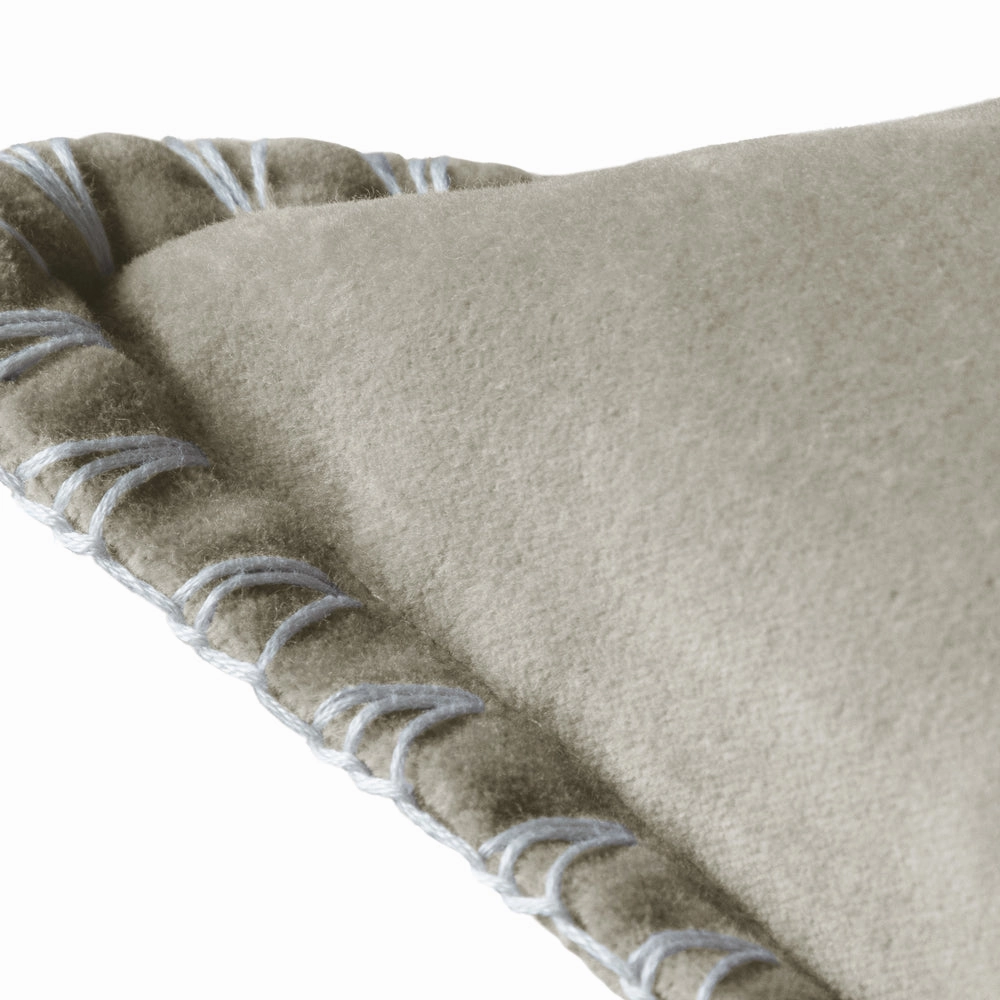 Stitch Embroidered Feather Cushion Quartz