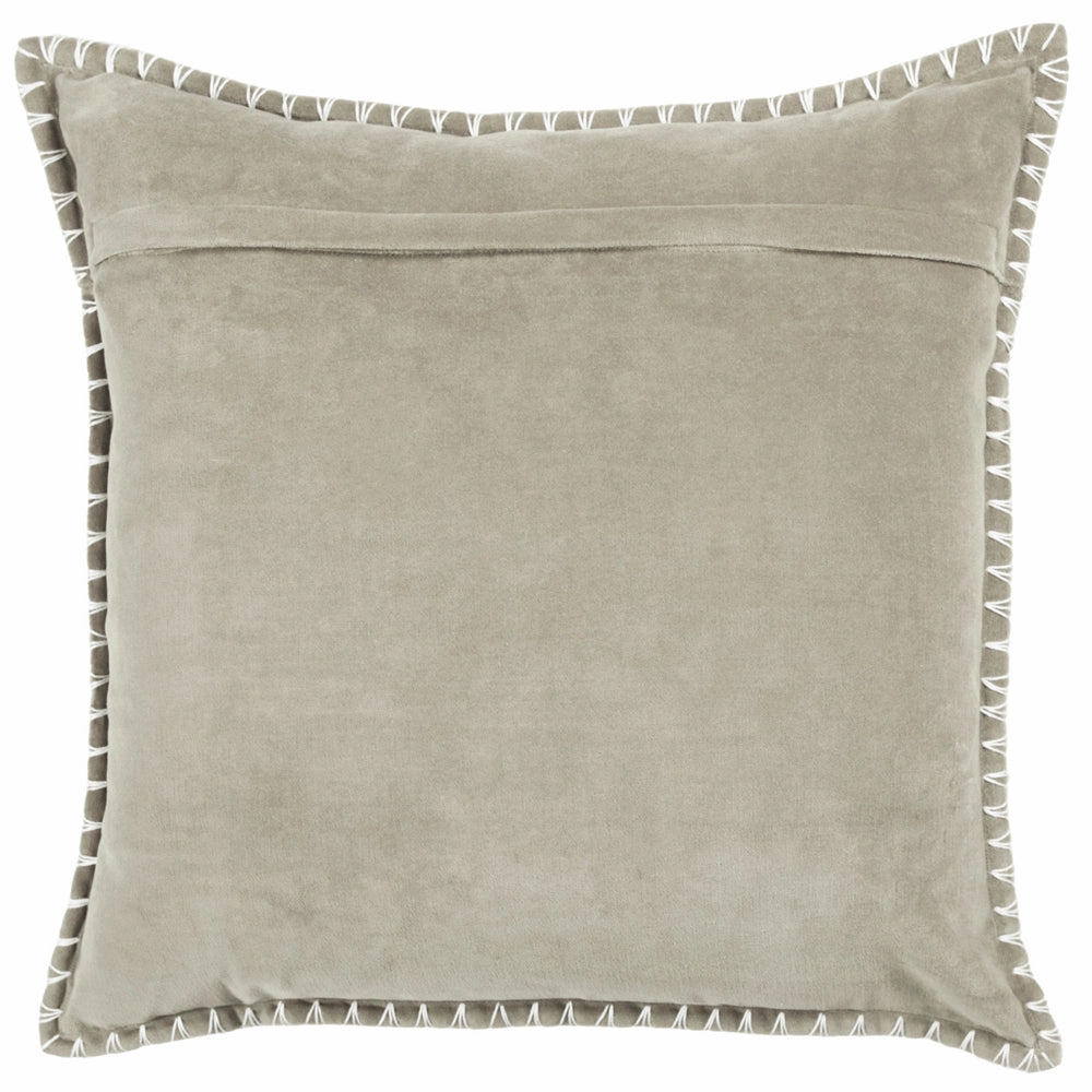 Stitch Embroidered Feather Cushion Quartz