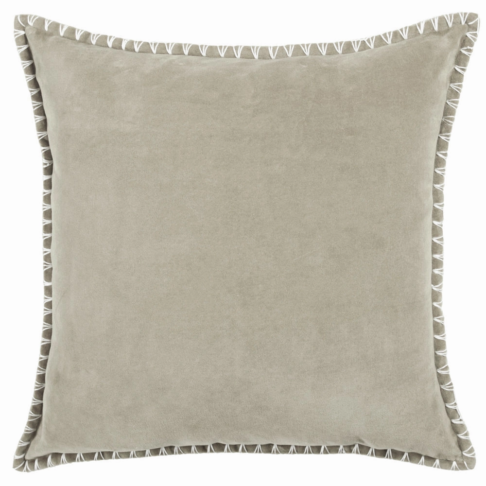 Stitch Embroidered Feather Cushion Quartz