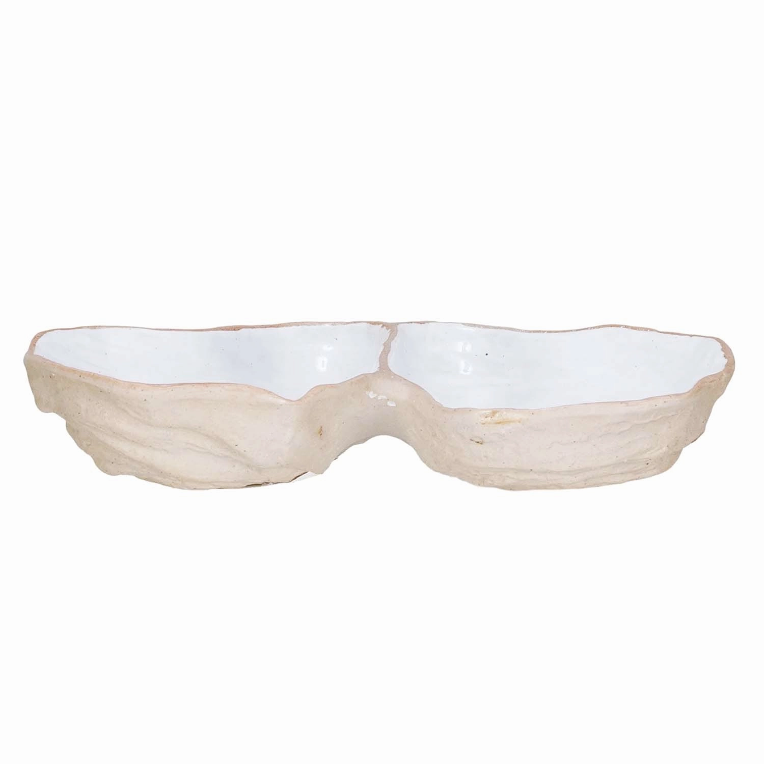 Stoneware Oyster Shell Shaped Dish with 2 Sections