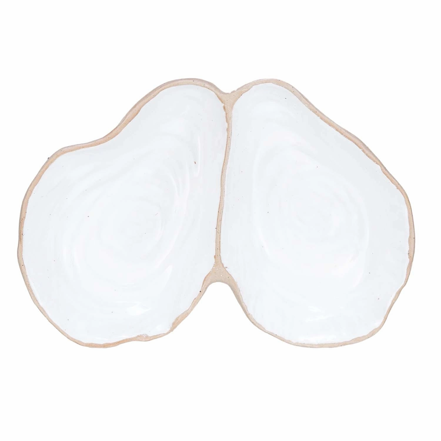 Stoneware Oyster Shell Shaped Dish with 2 Sectionsnordic style desktop ornaments