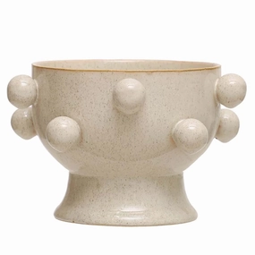 Stoneware Planter with Orbs, Reactive Glazenordic style desktop ornaments