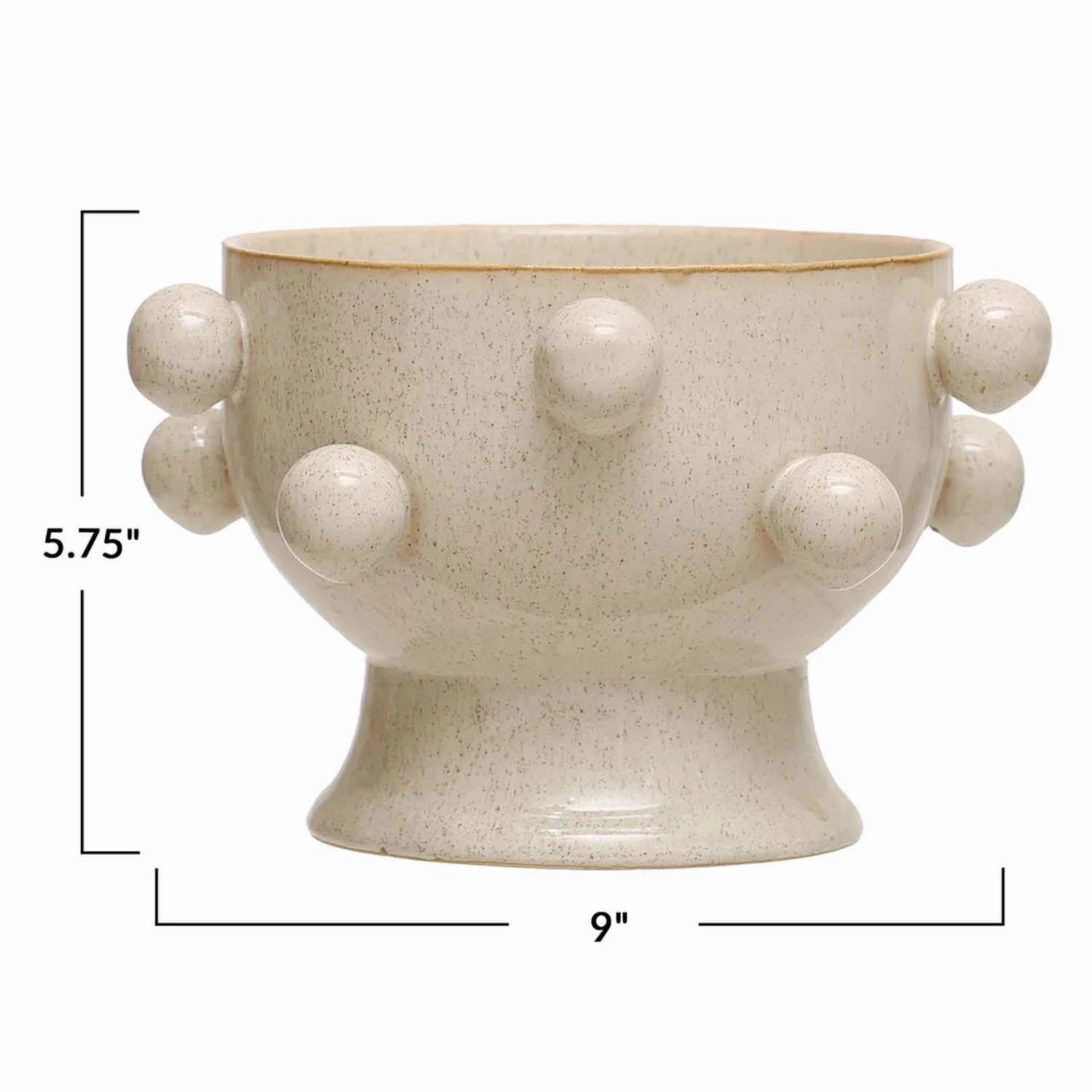 Stoneware Planter with Orbs, Reactive Glaze