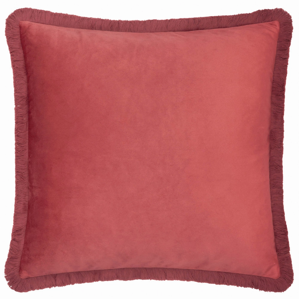 Strawberry Thief Embroidered Velvet Cushion Berry