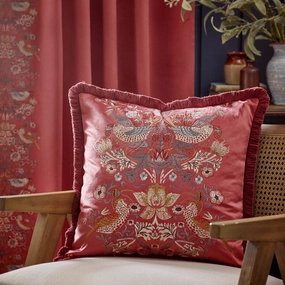 Strawberry Thief Embroidered Velvet Cushion Berrybedding sets ,throw blankets 
