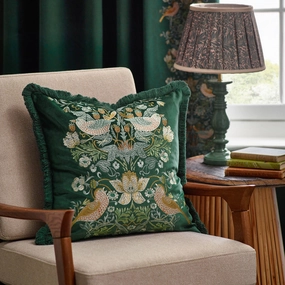 Strawberry Thief Embroidered Velvet Cushion Forestbedding sets ,throw blankets 
