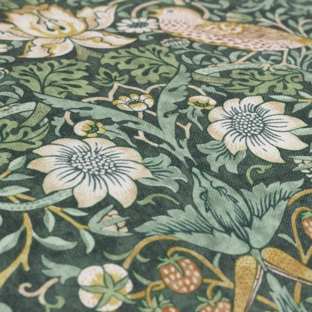 Strawberry Thief Piped Outdoor Cushion Forest Green