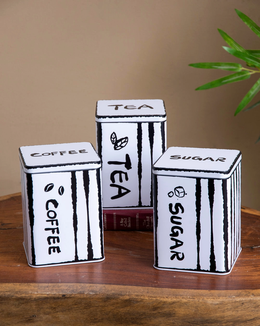 Striped Kitchen Storage Canisters - Set Of 3