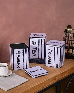 Striped Kitchen Storage Canisters - Set Of 3modern kitchen decor ,kitchen dinner set ,dinnerware 