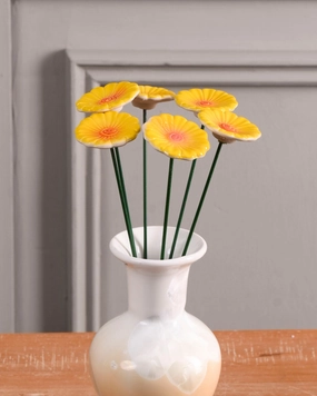 Sunbeam Daisies Ceramic Flowers Stems - Set Of 6home decor ,wall decor 