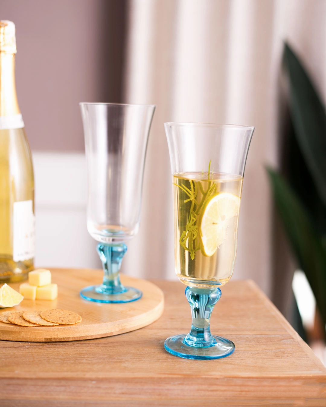 Swirl Blue Hurricane Glass - Set of 6