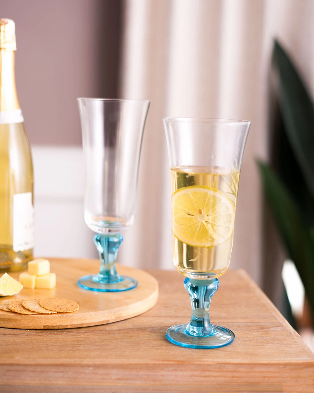 Swirl Blue Hurricane Glass - Set of 6