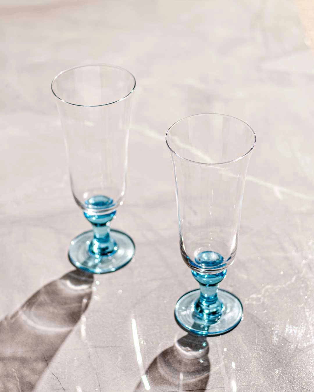Swirl Blue Hurricane Glass - Set of 6