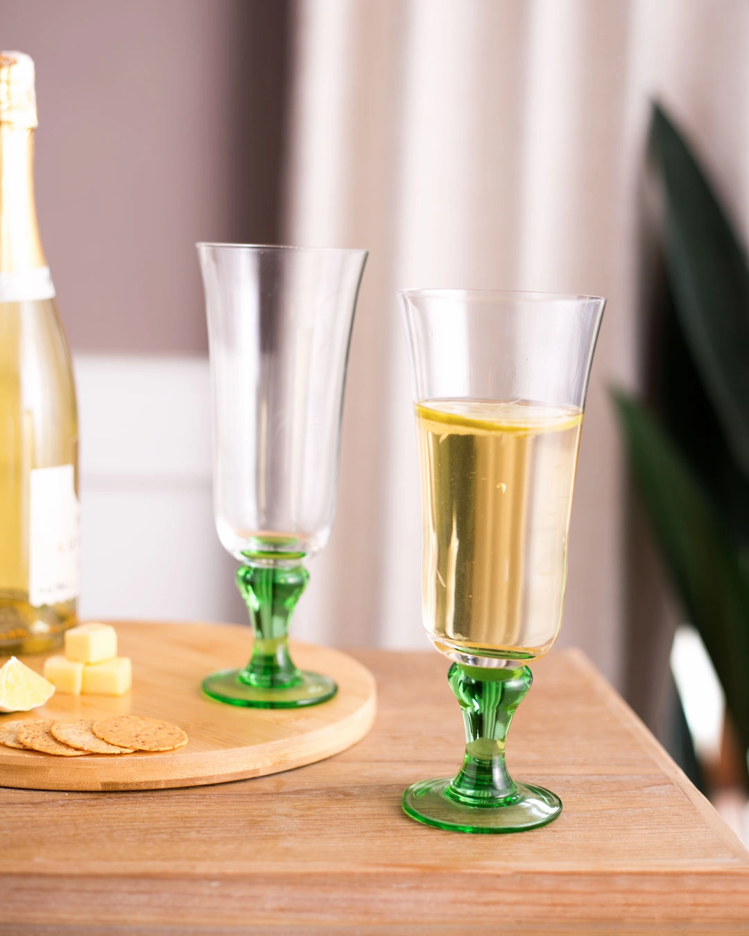 Swirl Green Hurricane Glass - Set of 6