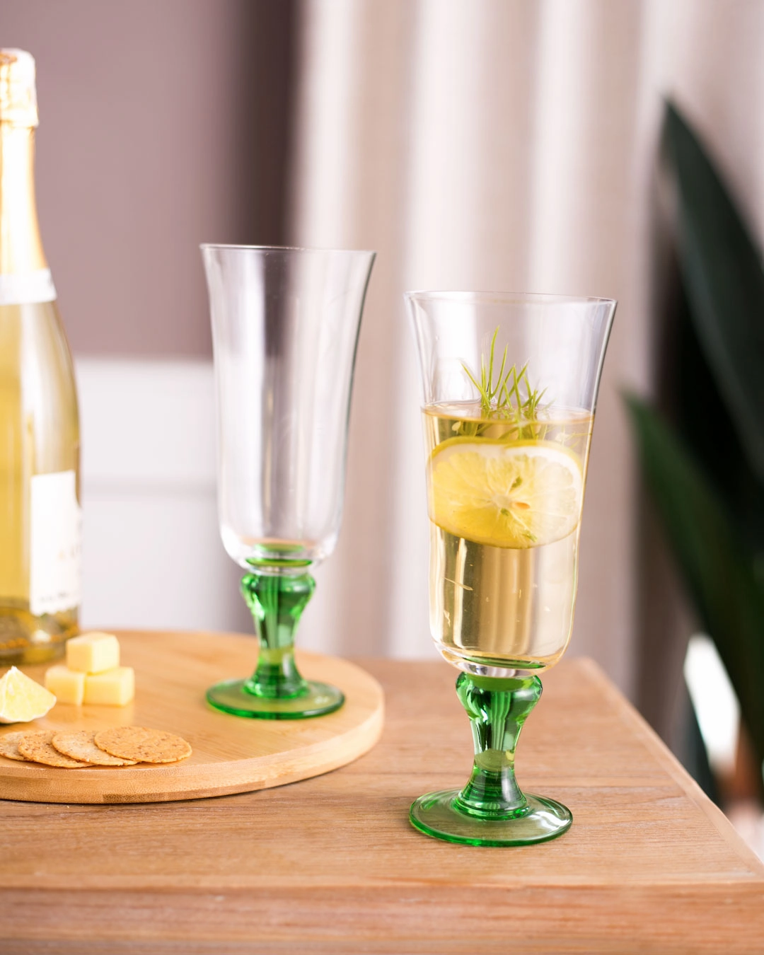 Swirl Green Hurricane Glass - Set of 6