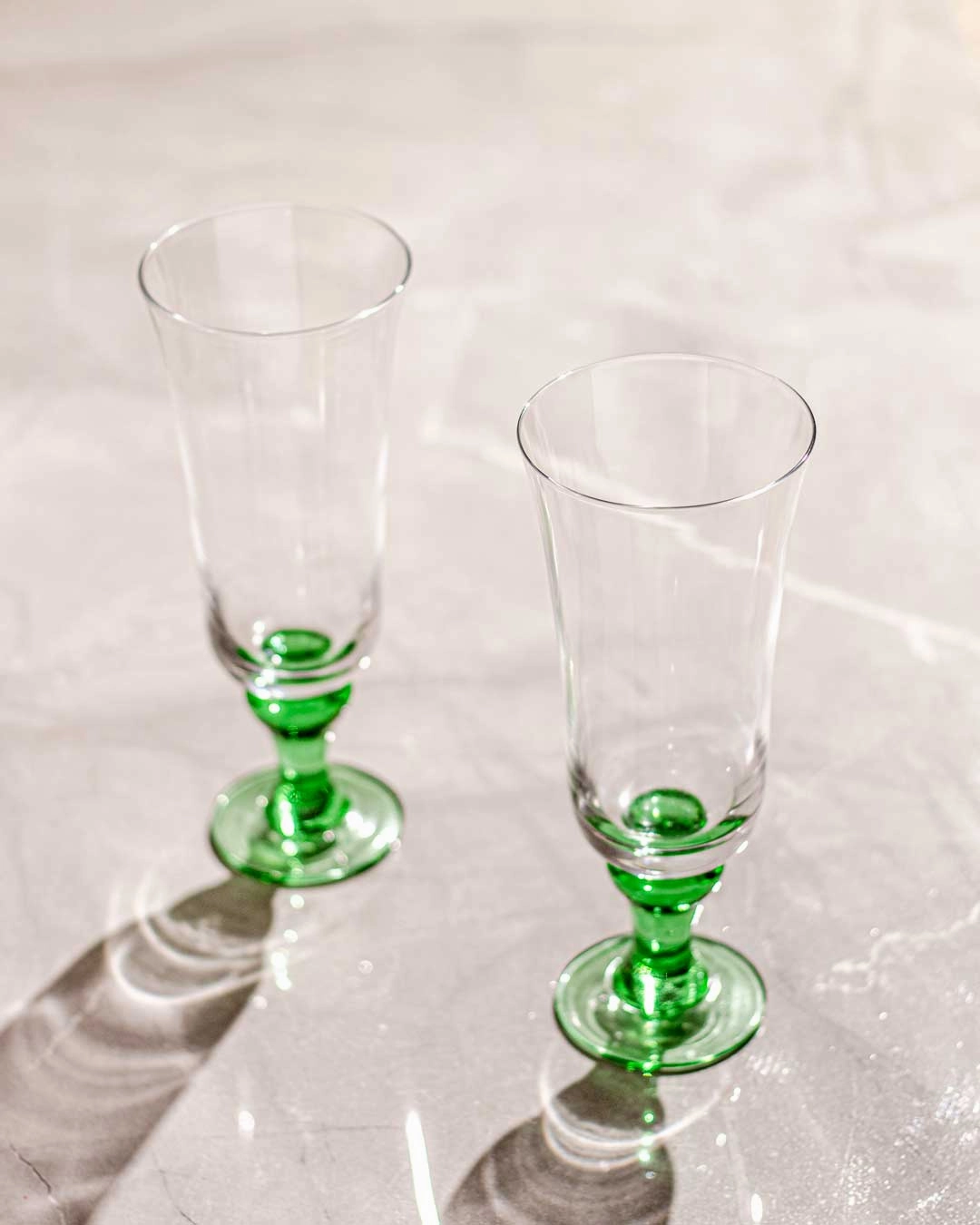 Swirl Green Hurricane Glass - Set of 6