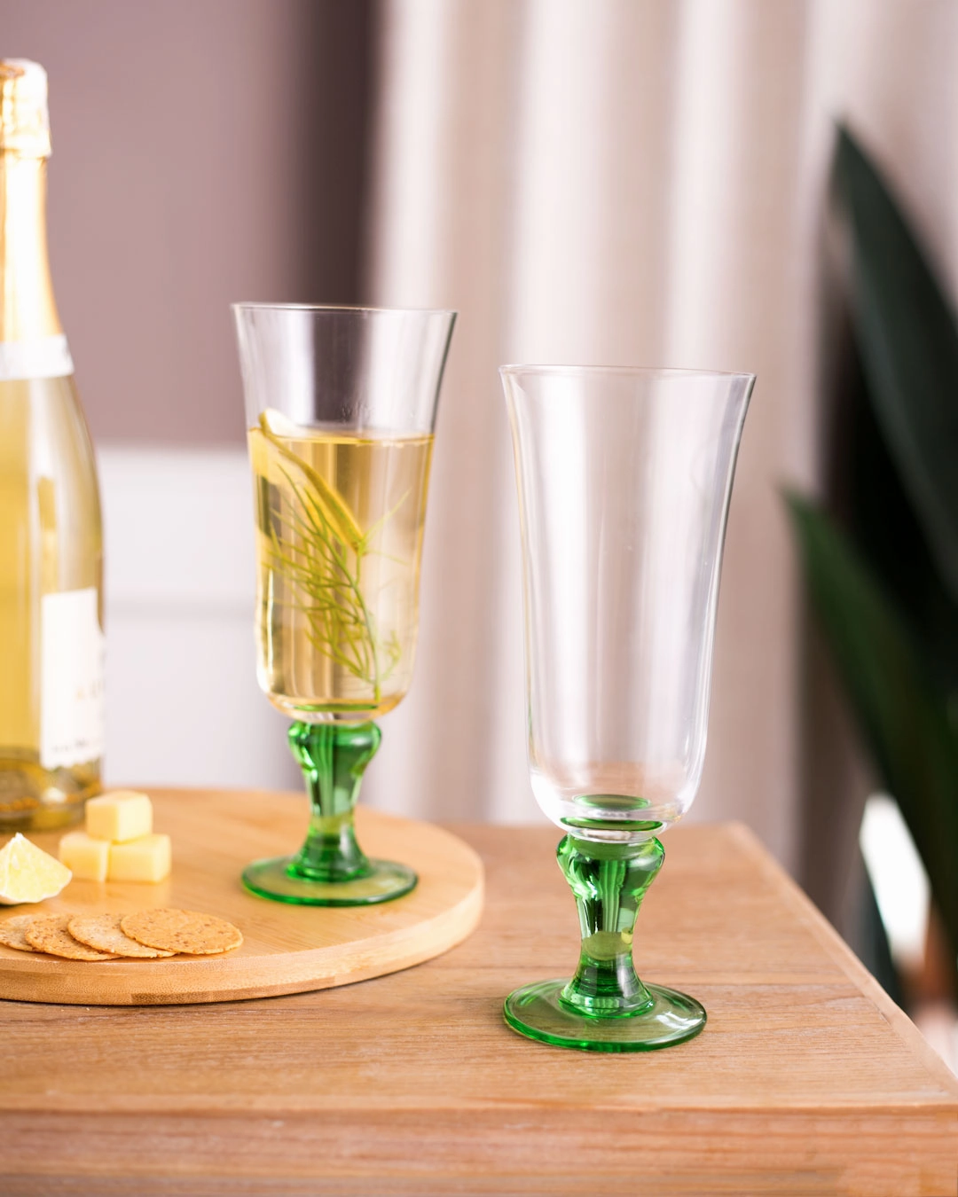 Swirl Green Hurricane Glass - Set of 6
