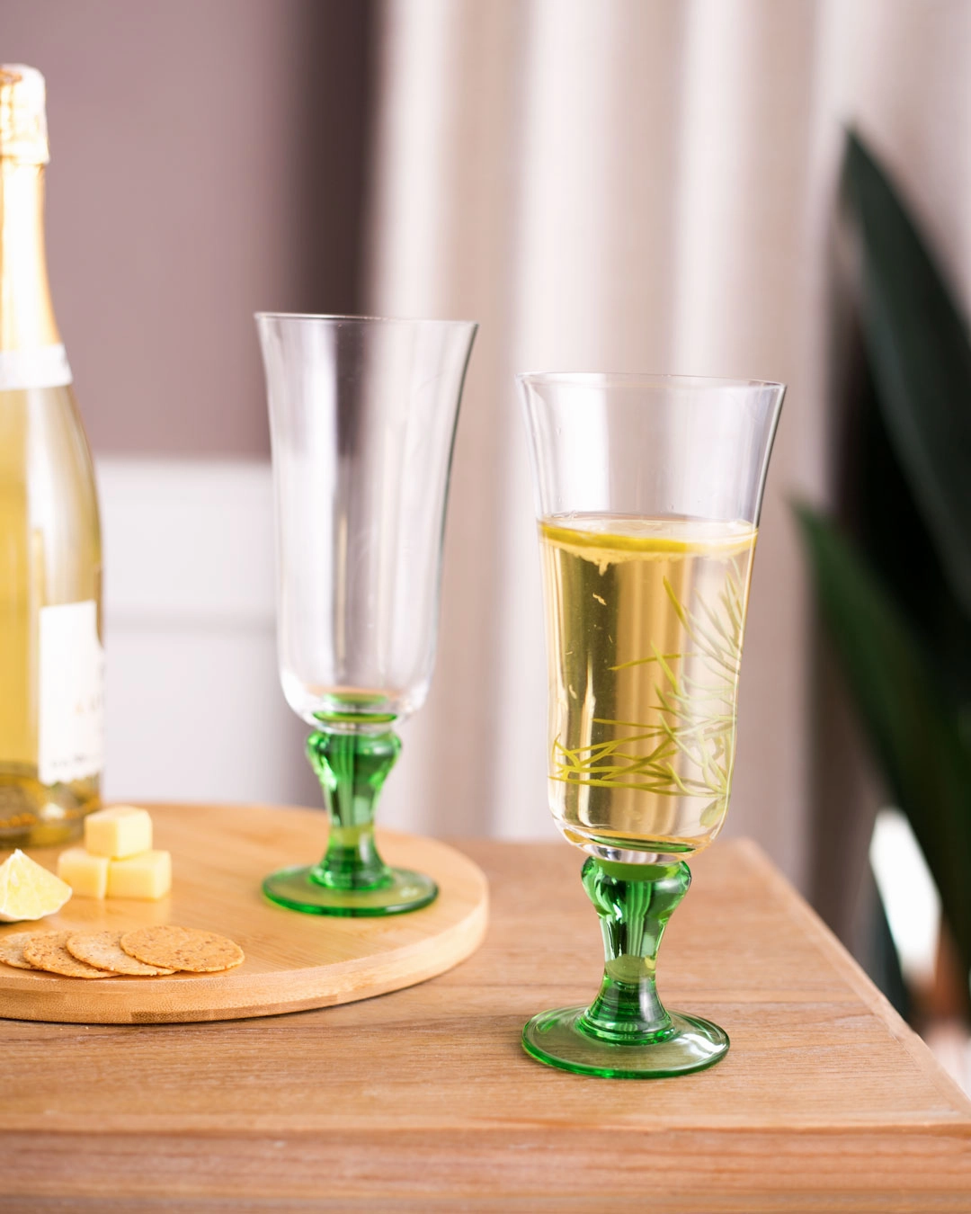 Swirl Green Hurricane Glass - Set of 6