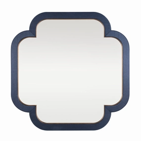 Swiss 455MI36A 36x36 Wall Mirror - Dark Blue Grasscloth/Weathered Brasswall mounted decorative mirror,full length dressing mirror