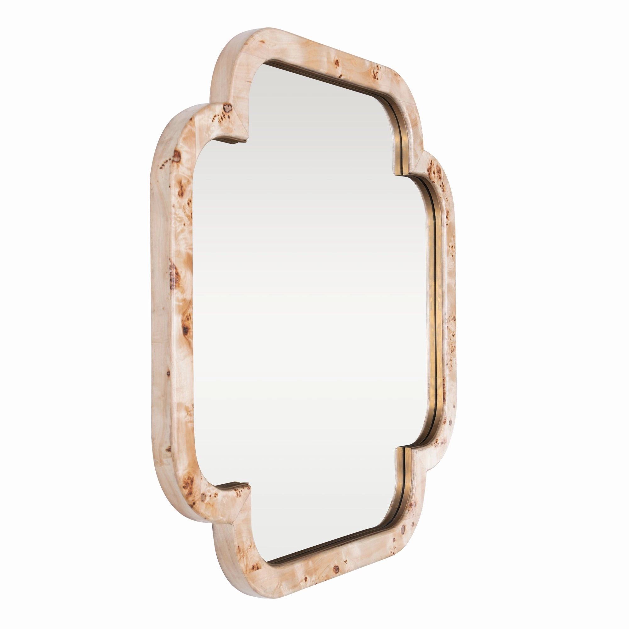 Swiss 455MI36B 36x36 Wall Mirror - Poplar Burl/Weathered Brass