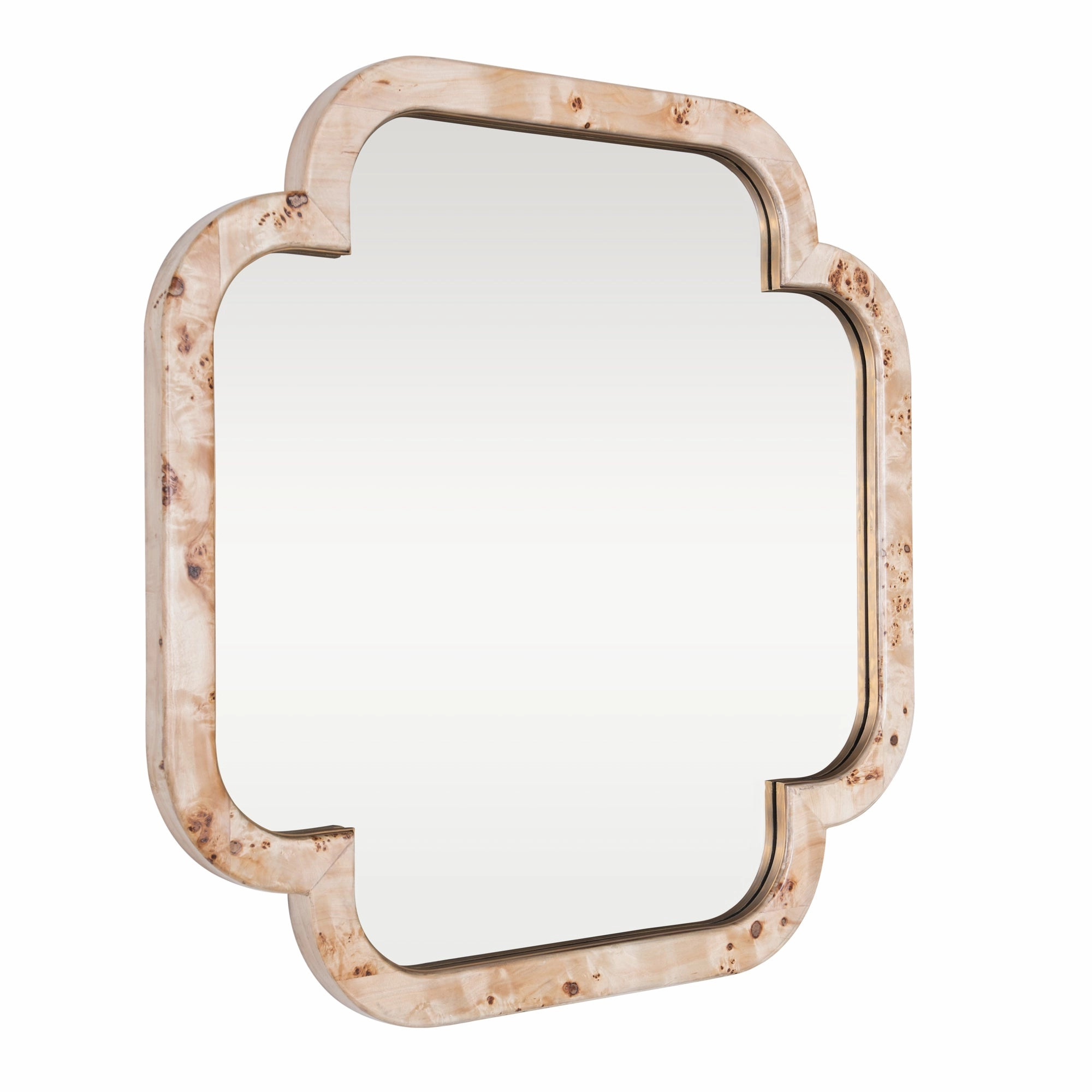 Swiss 455MI36B 36x36 Wall Mirror - Poplar Burl/Weathered Brass