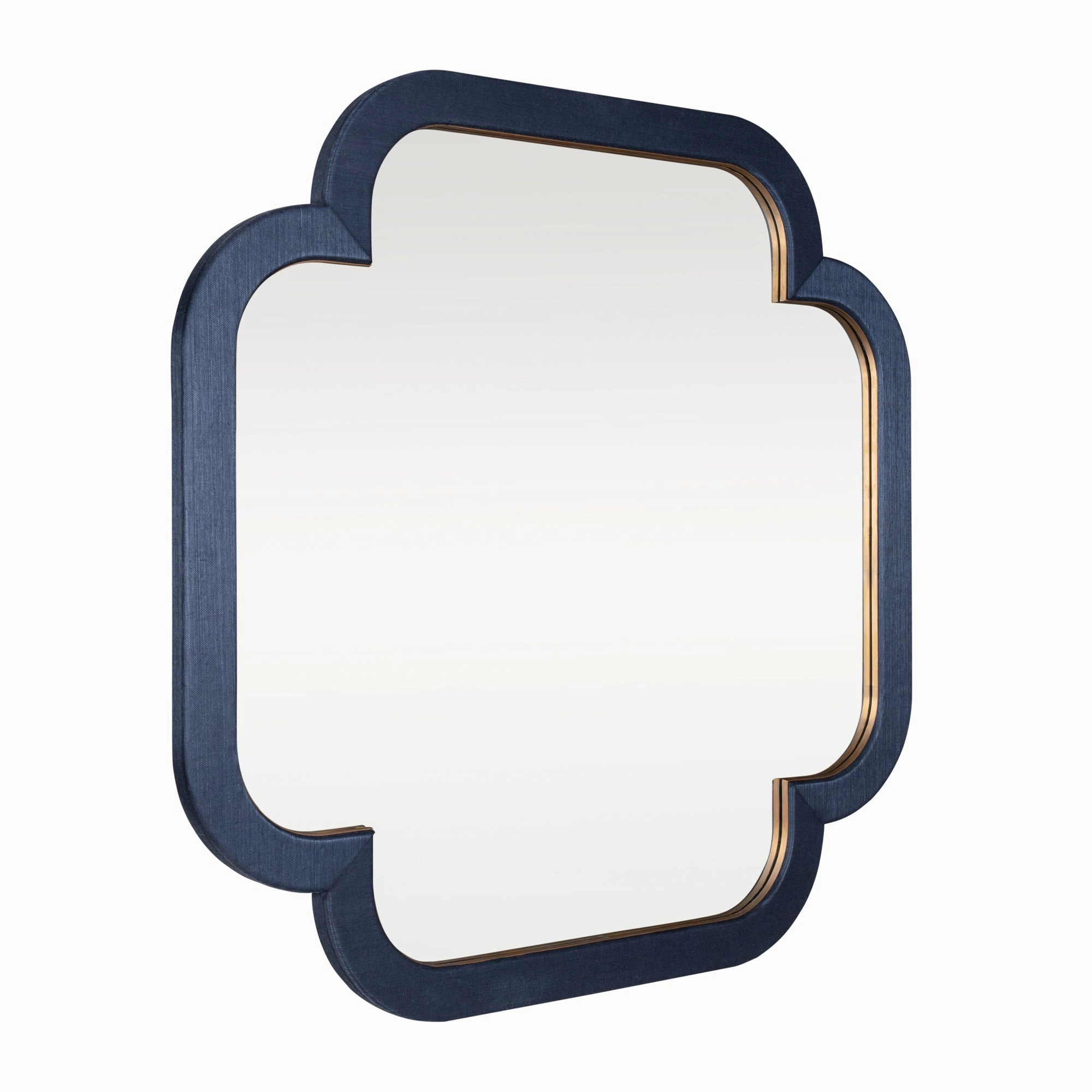 Swiss 455MI50A 50x50 Wall Mirror - Dark Blue Grasscloth/Weathered Brass