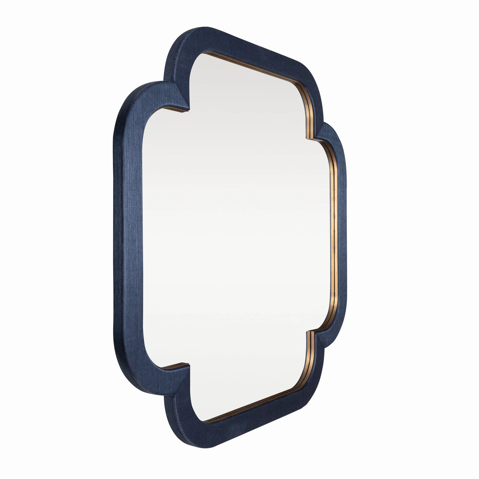 Swiss 455MI50A 50x50 Wall Mirror - Dark Blue Grasscloth/Weathered Brass