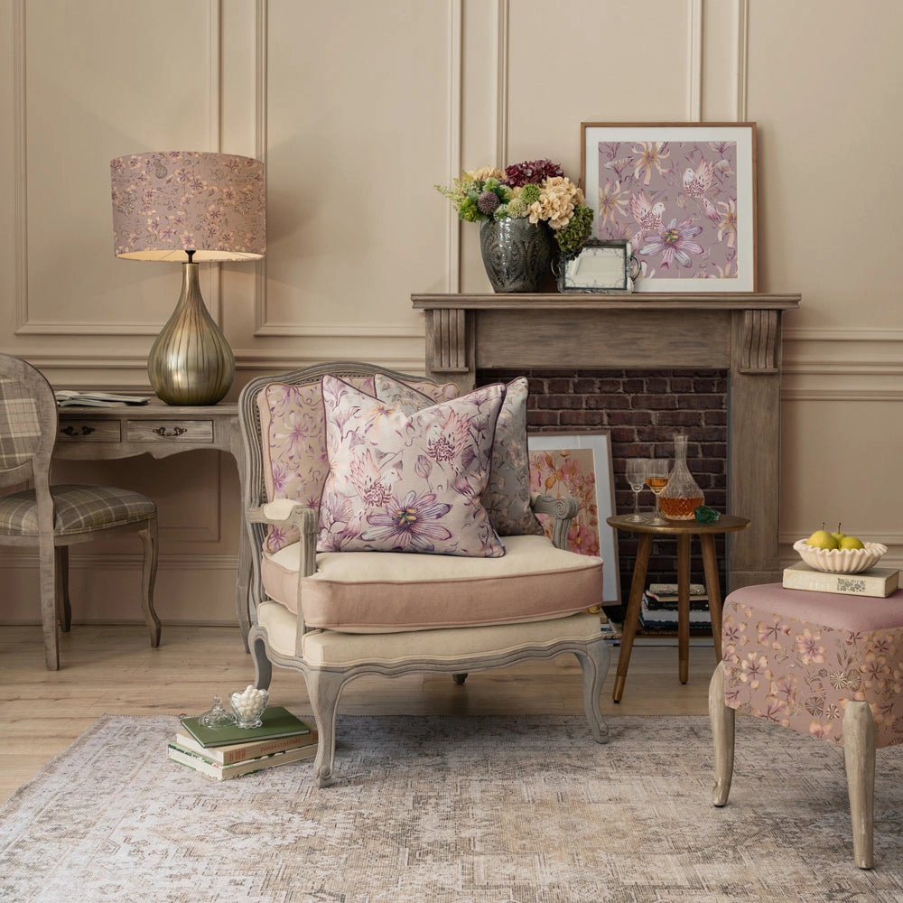 Sybil Printed Piped Cushion Hyacinth