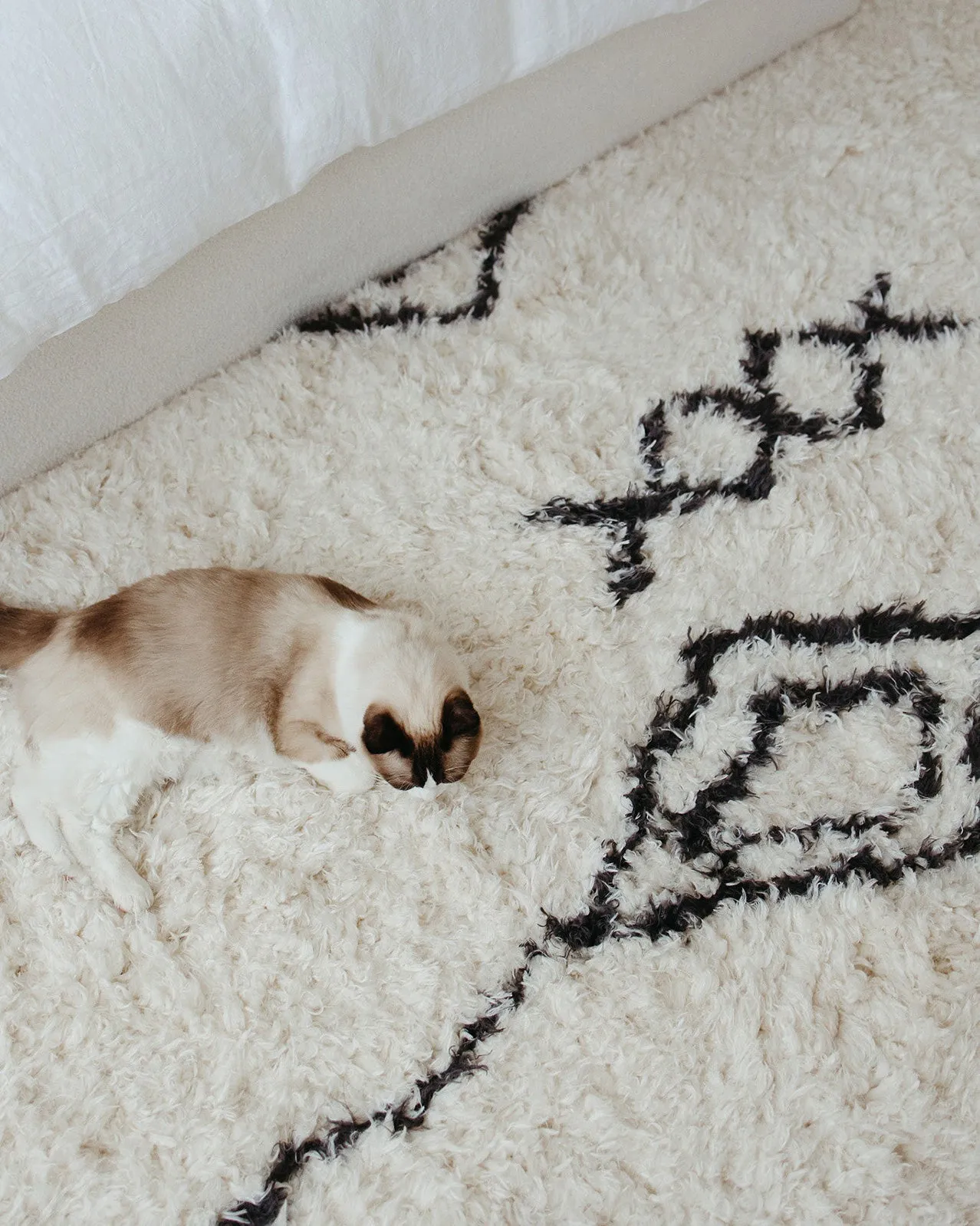 Tabitha Cream & Black Tribal Shag Rug *NO RETURNS UNLESS FAULTY