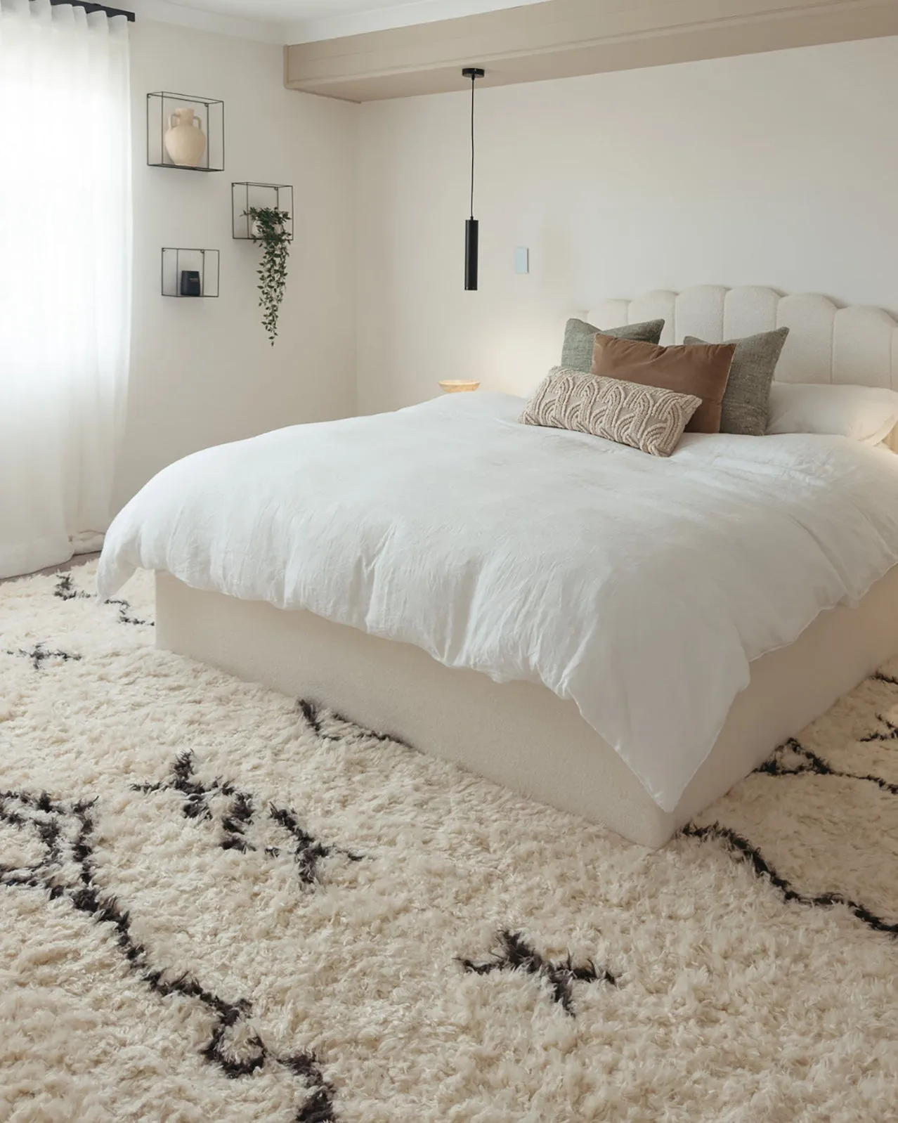 Tabitha Cream & Black Tribal Shag Rug *NO RETURNS UNLESS FAULTY