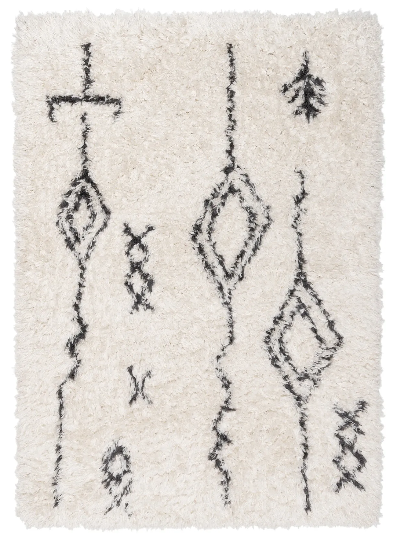 Tabitha Cream & Black Tribal Shag Rug *NO RETURNS UNLESS FAULTYmodern color block patchwork rug