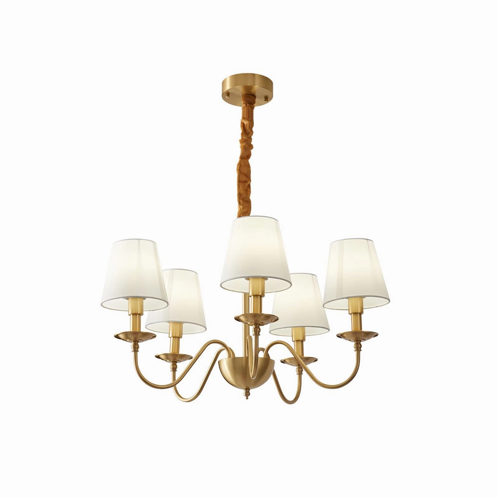 Tapered Fabric Brass Chandelier