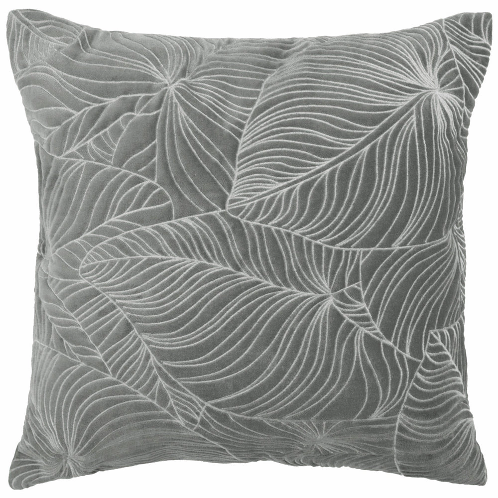 Taro Embroidered Feather Cushion Steel