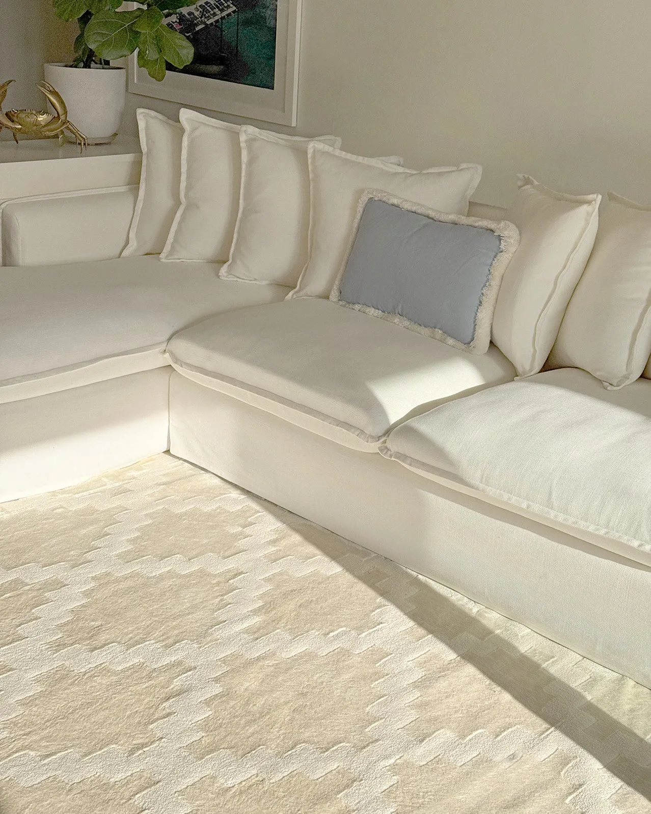 Tata Textured Diamond Neutral Washable Rug